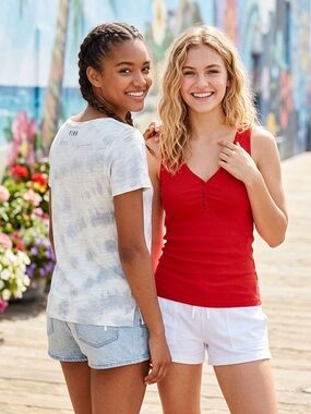 VS PINK Tie Dye Tee & Red Tank Top Shirt Lot Size XS S Victoria's Secret Casual
